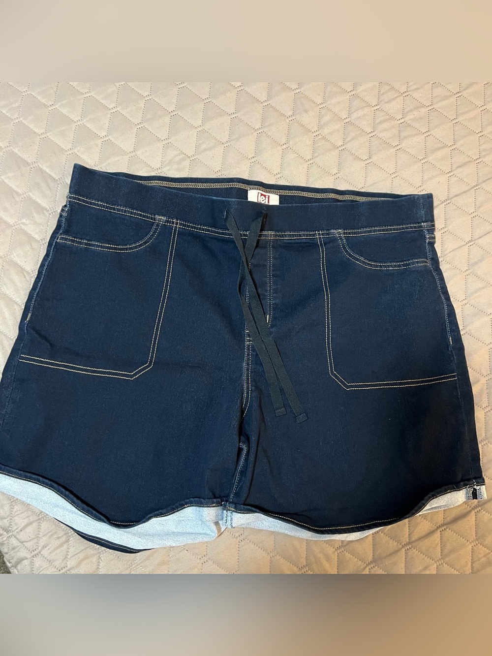 lei Dark Navy Drawstring Denim Shorts